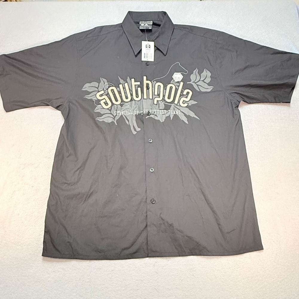 Southpole Graphic Button Up Shirt Short Sleeve Streetwear Top‎ XL NWT